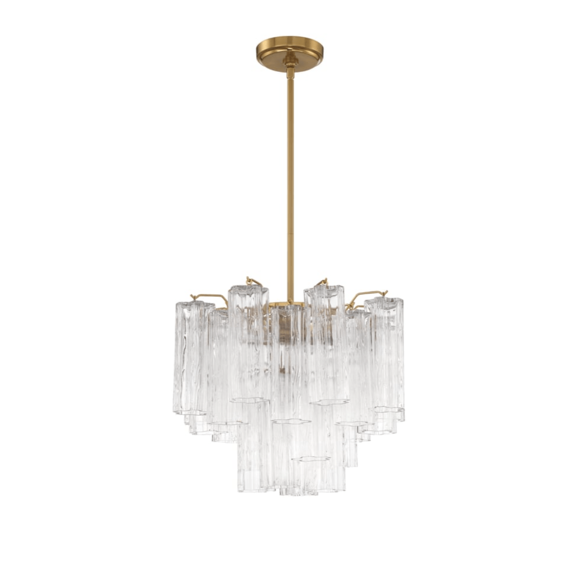Aurora Murano Chandelier Glass Tube Layered Amber - Blowlighting