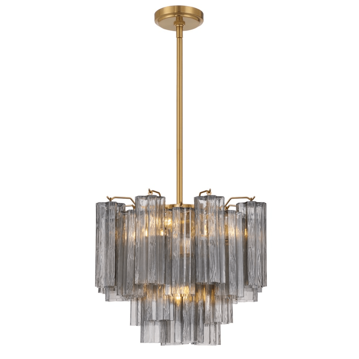 Aurora Murano Chandelier Glass Tube Layered Amber - Blowlighting