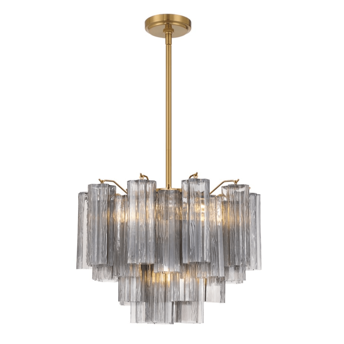 Aurora Murano Chandelier Glass Tube Layered Amber - Blowlighting