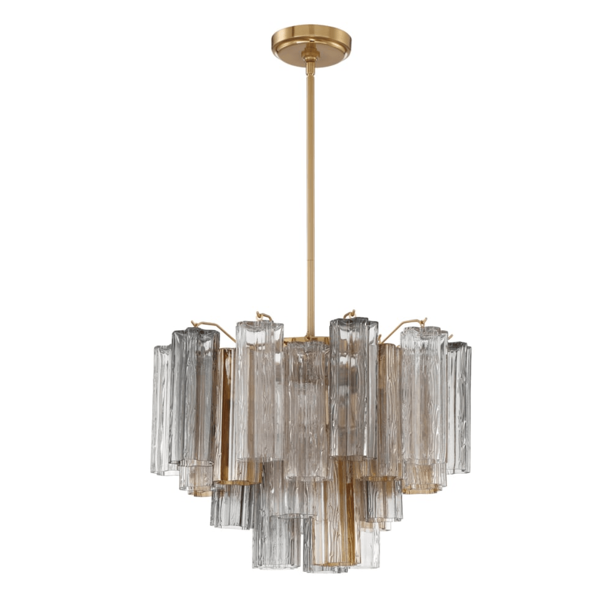 Aurora Murano Chandelier Glass Tube Layered Amber - Blowlighting