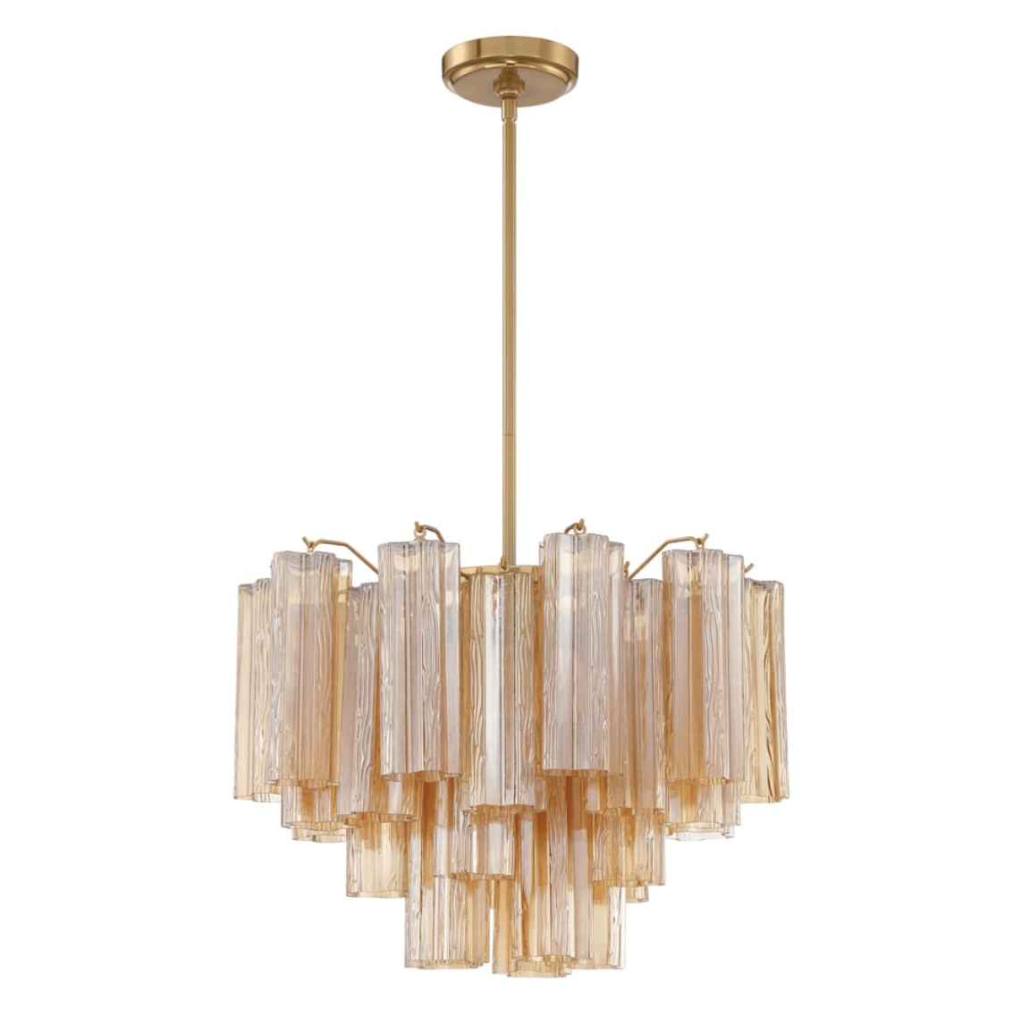 Aurora Murano Chandelier Glass Tube Layered Amber - Blowlighting