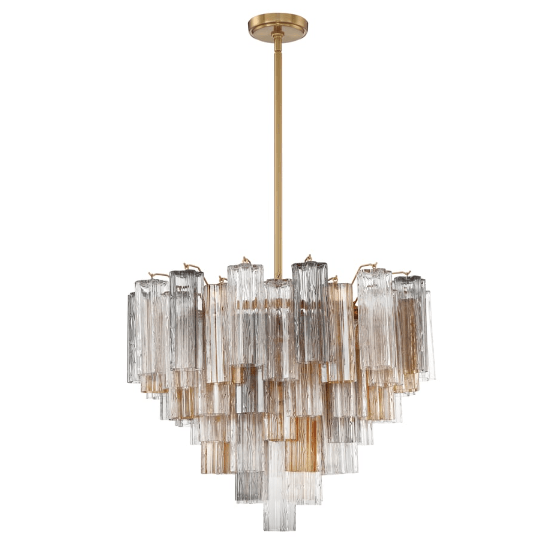 Aurora Murano Chandelier Glass Tube Layered Amber - Blowlighting