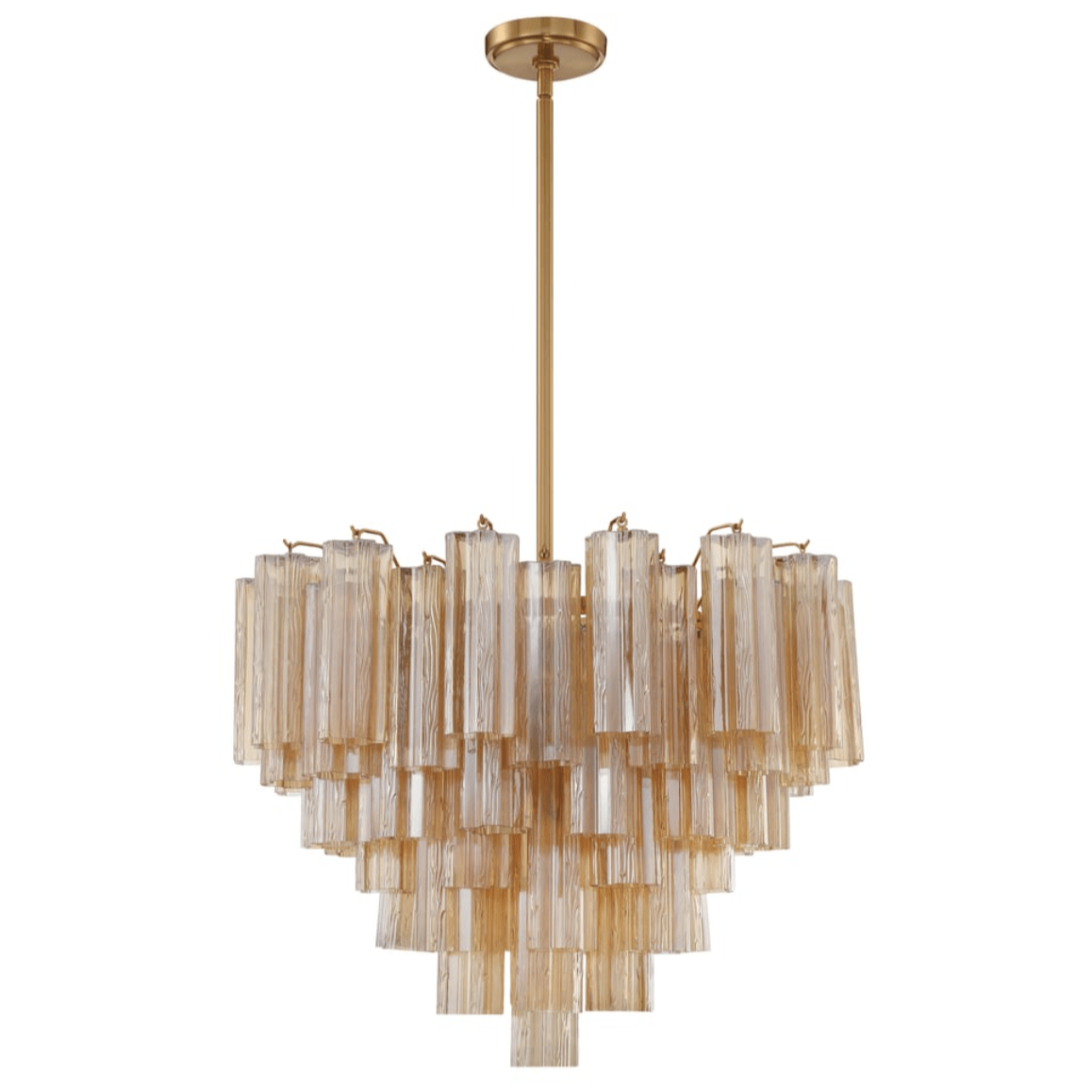 Aurora Murano Chandelier Glass Tube Layered Amber - Blowlighting