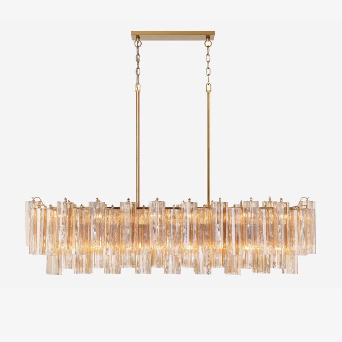 Aurora Linear Chandelier Glass Tube Tiered Amber - Blowlighting