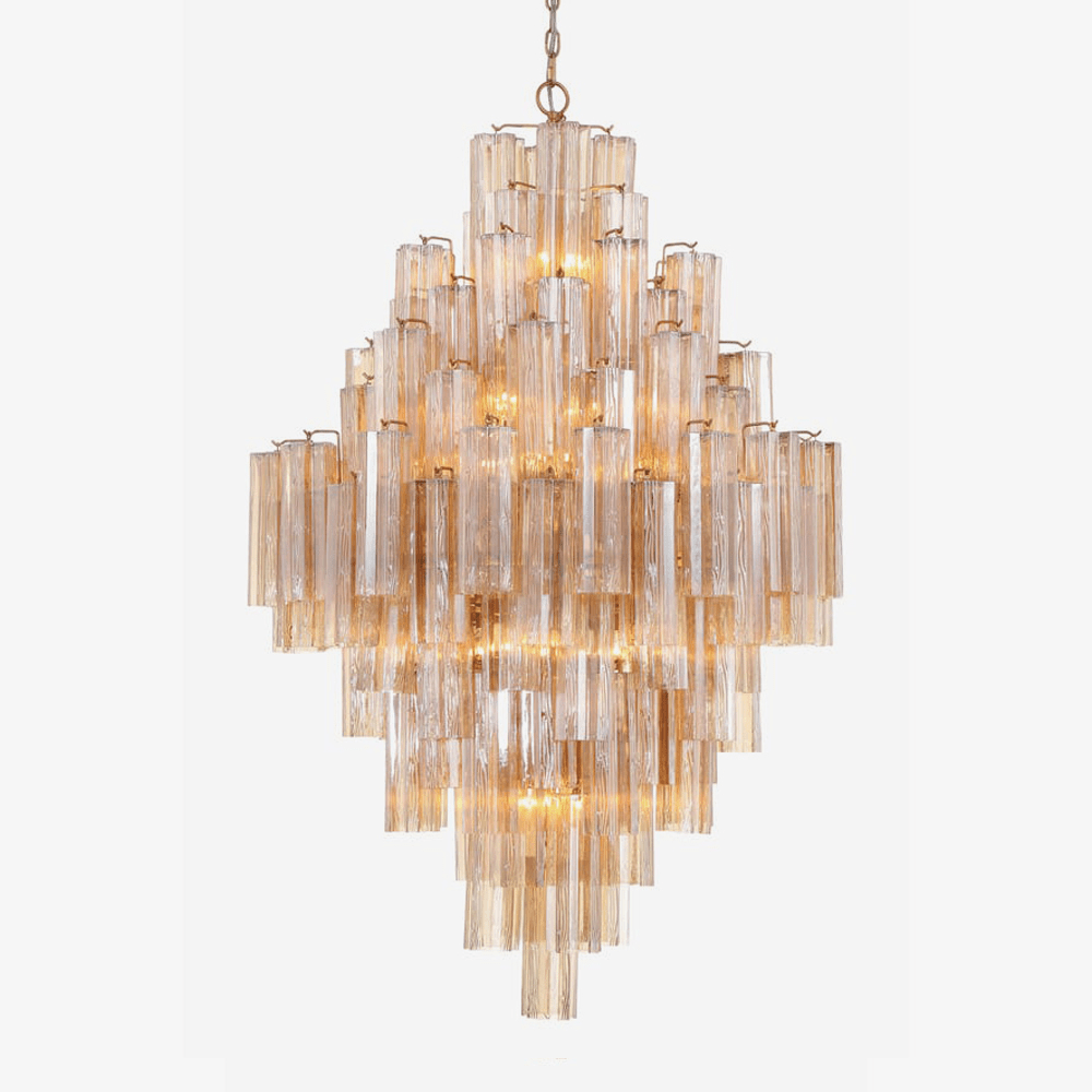 Aurora Diamond Chandelier Glass Tube Layered Amber - Blowlighting