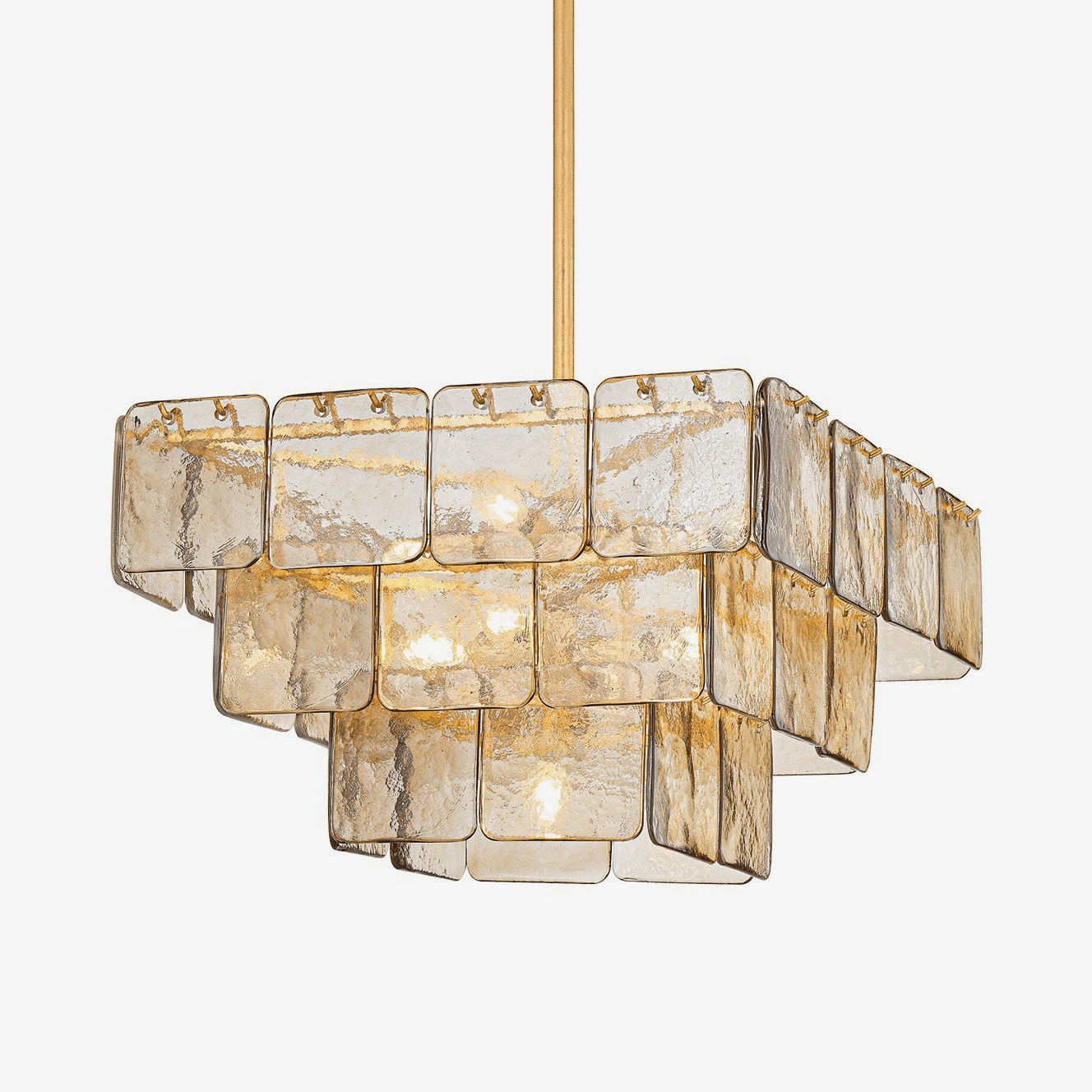 Aurora Chandelier Champagne Piastre Glass Modern - Blowlighting