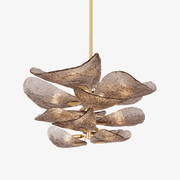Aurora Chandelier Cardiff Piastra Glass Petal Layered Bronze - Blowlighting