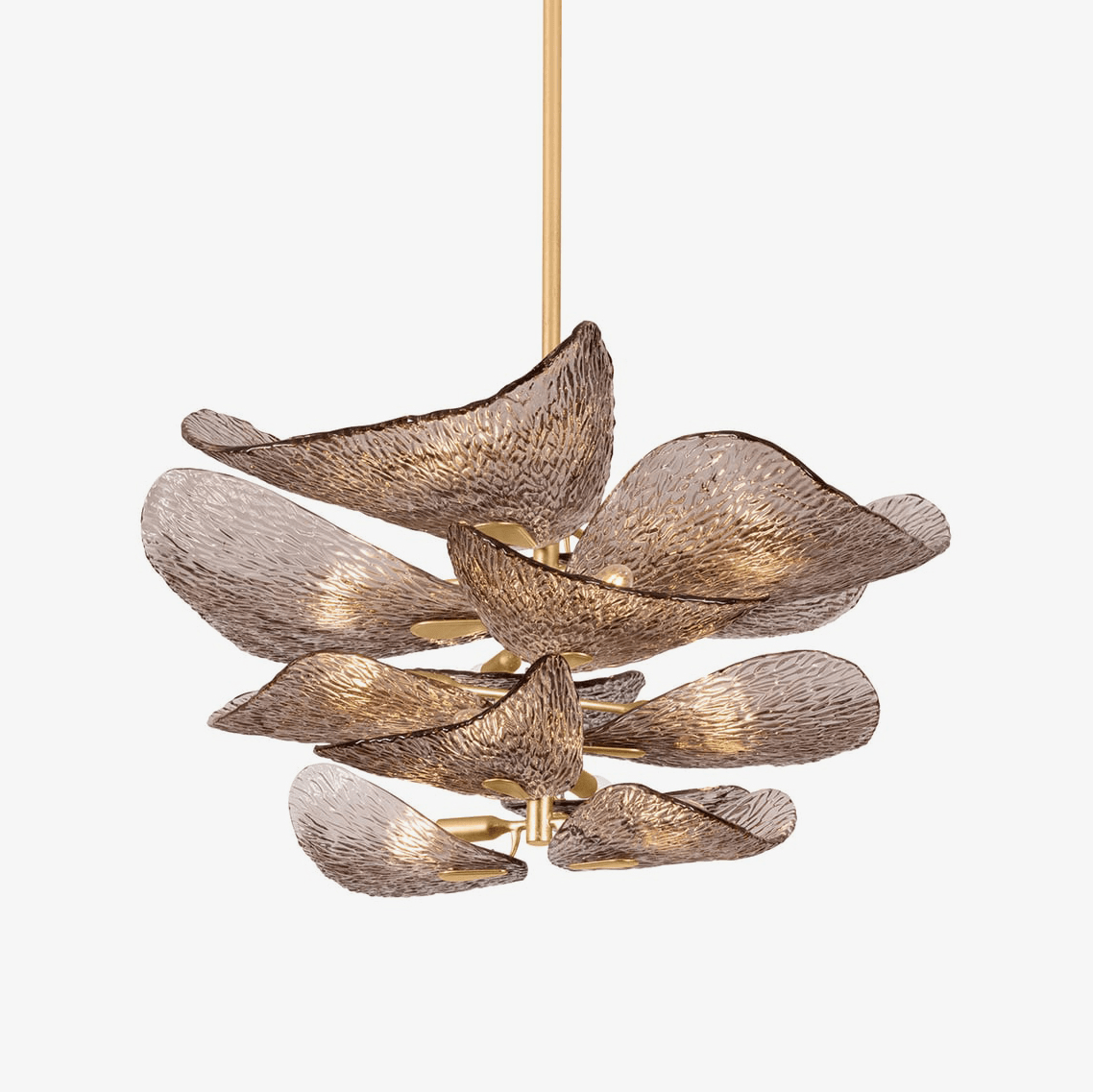 Aurora Chandelier Cardiff Piastra Glass Petal Layered Bronze - Blowlighting
