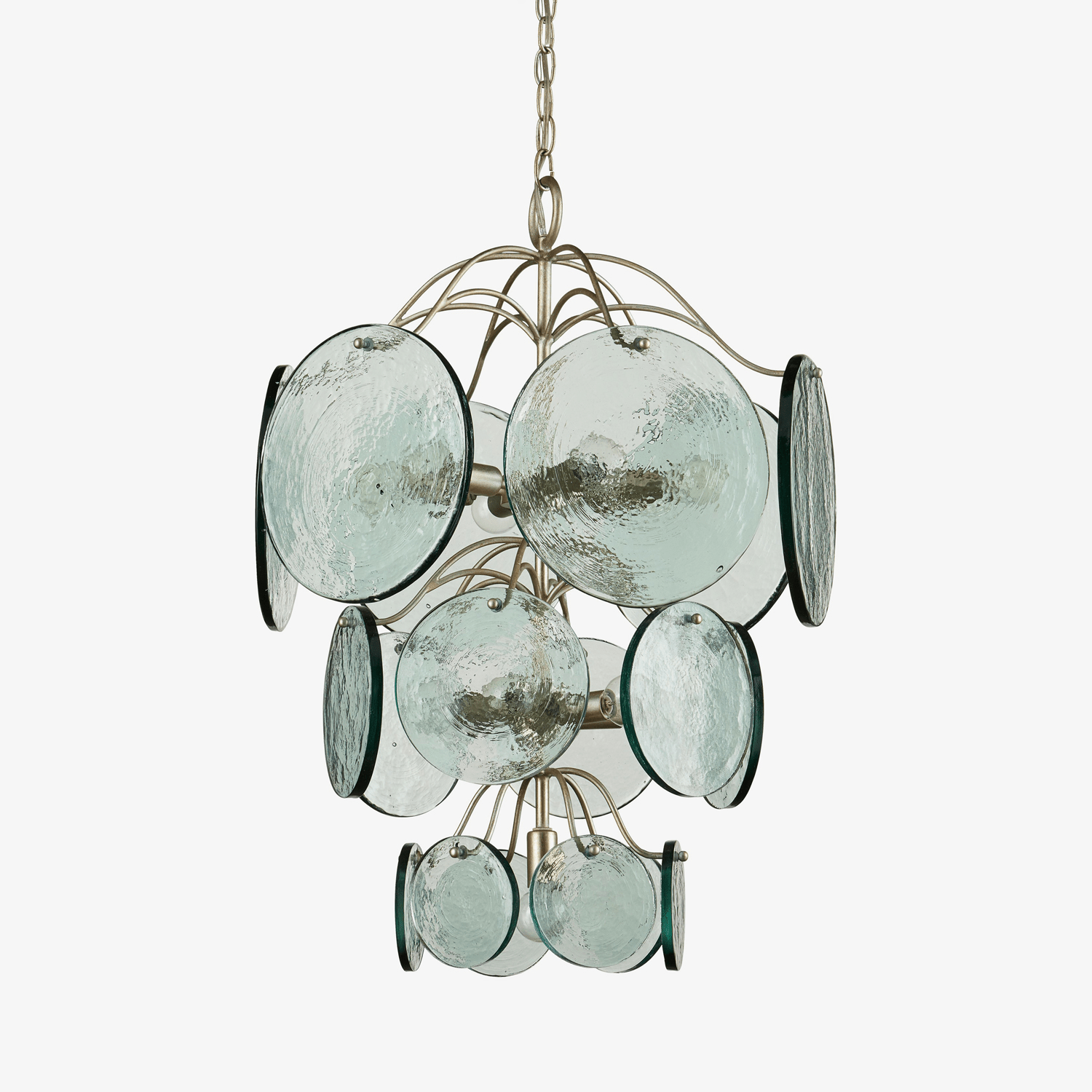 Aurora Chandelier Rovigo Recycled Glass Disc Modern Flowing - Blowlighting