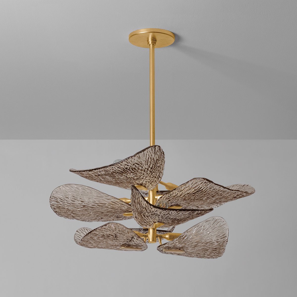 Aurora Chandelier Cardiff Piastra Glass Petal Layered Bronze - Blowlighting