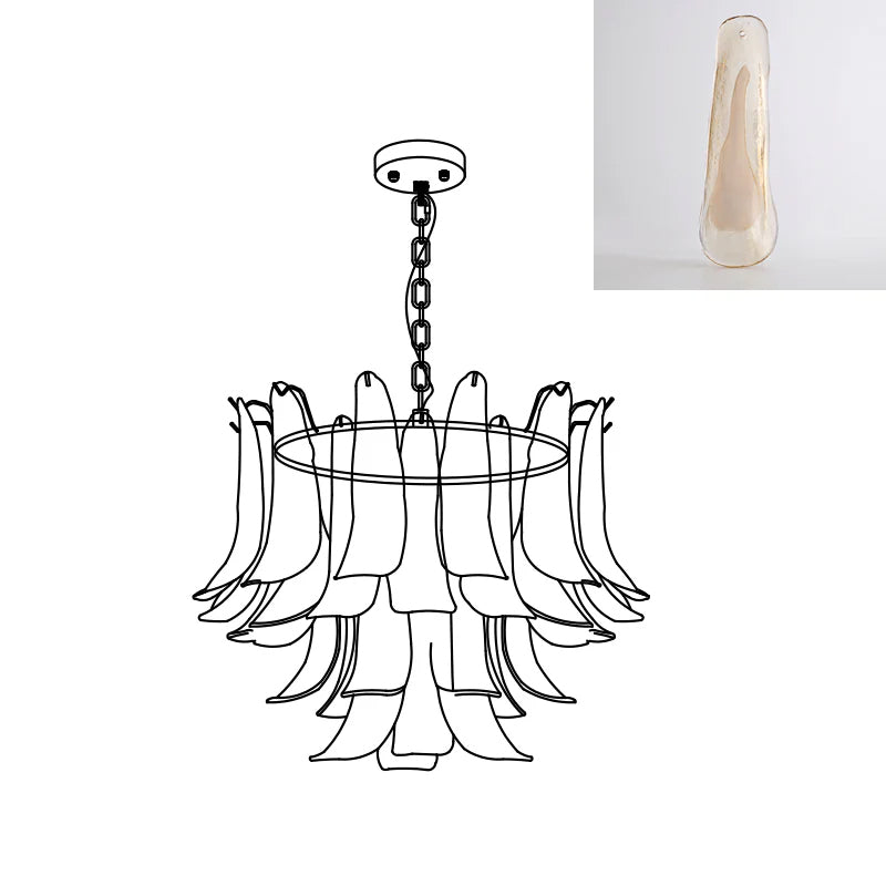 Aurora Chandelier Murano Glass Leaf Golden - Blowlighting