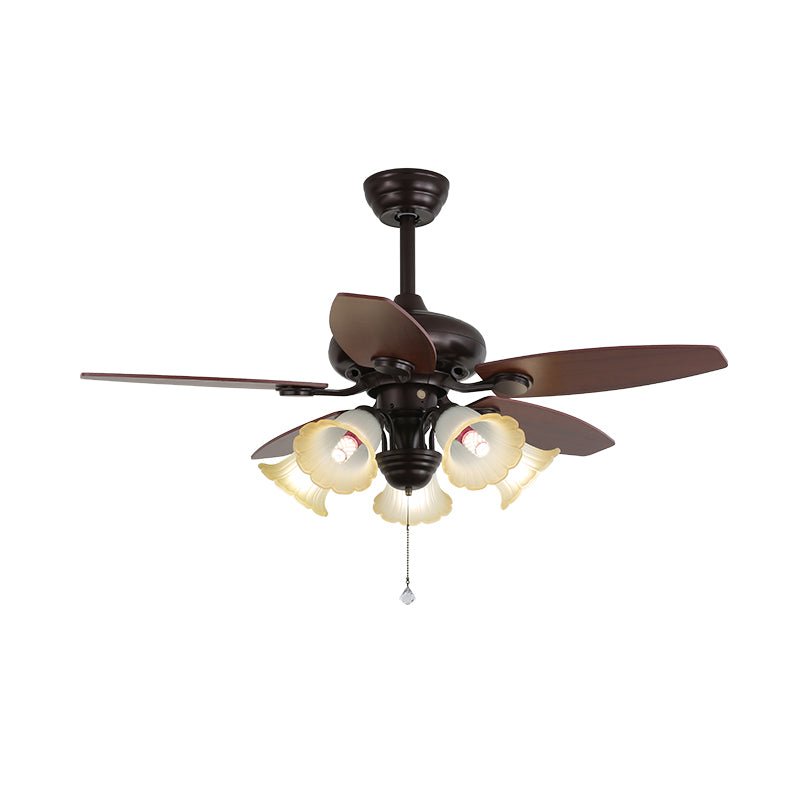 Solara Classic Wood Glass Ceiling Fan Light - Blowlighting