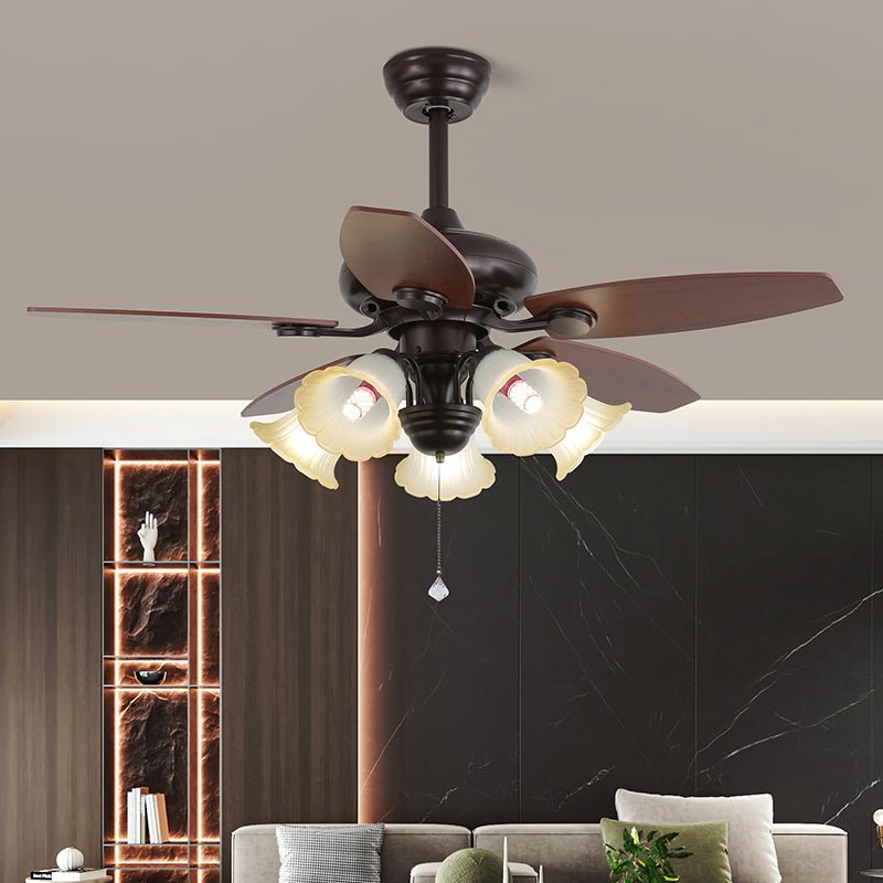 Solara Classic Wood Glass Ceiling Fan Light - Blowlighting