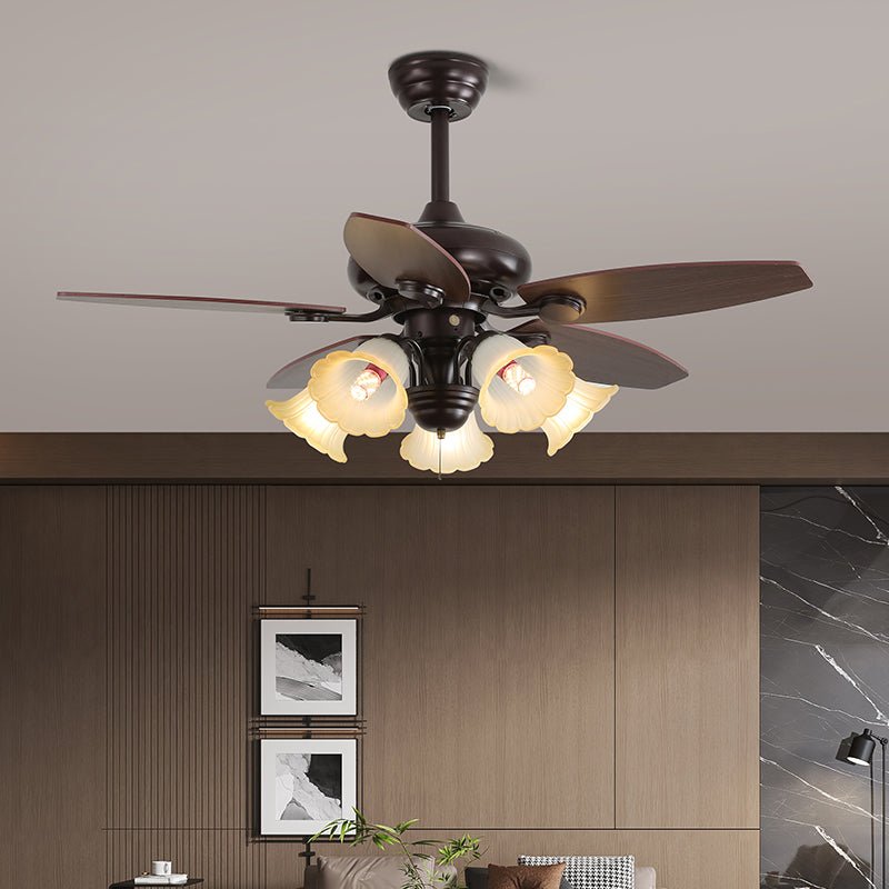 Solara Classic Wood Glass Ceiling Fan Light - Blowlighting