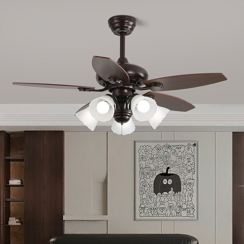 Solara Classic Wood Glass Ceiling Fan Light - Blowlighting