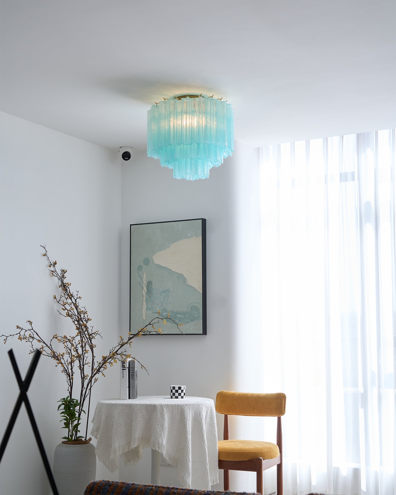 Aurora Ceiling Lamp White Murano Glass Layered Elegant Modern - Blowlighting
