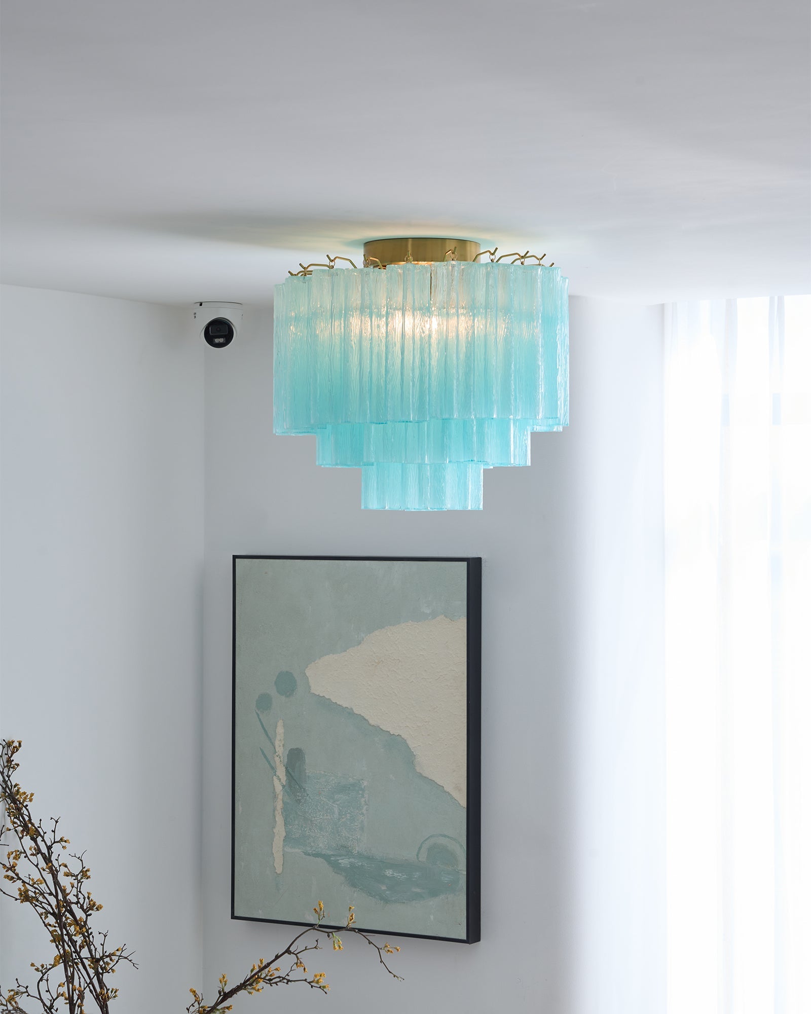 Aurora Ceiling Lamp White Murano Glass Layered Elegant Modern - Blowlighting