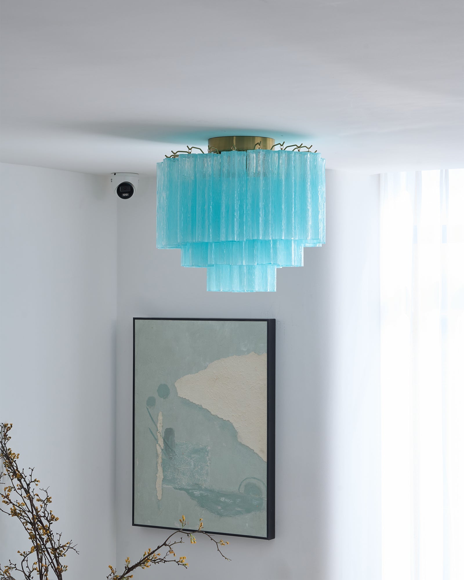 Aurora Ceiling Lamp White Murano Glass Layered Elegant Modern - Blowlighting