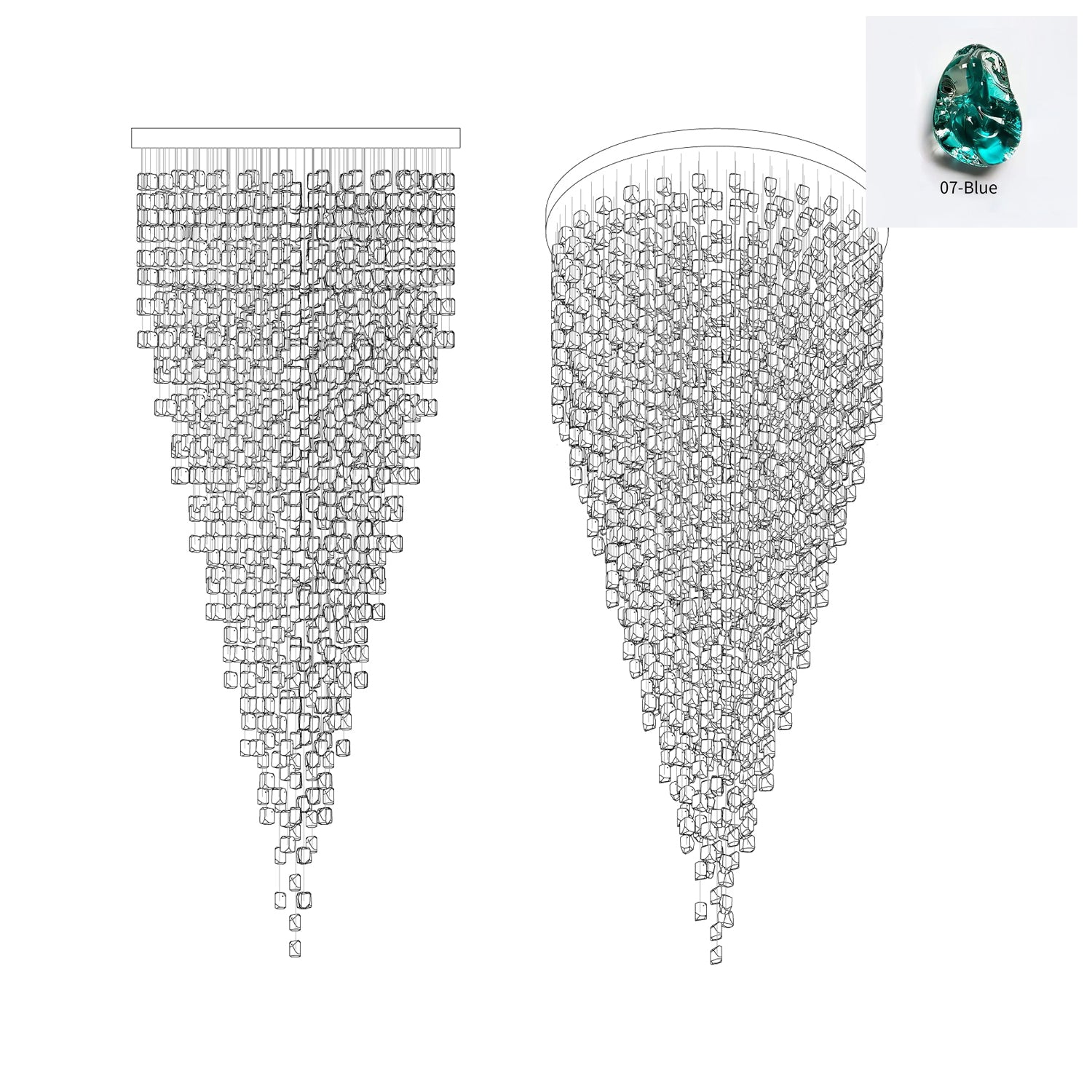 Veshaa Postmodern Luxury Stone Crystal Chandelier - Blowlighting