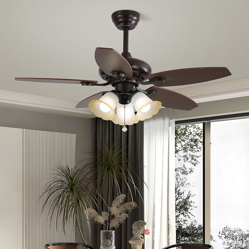 Solara Classic Wood Glass Ceiling Fan Light - Blowlighting
