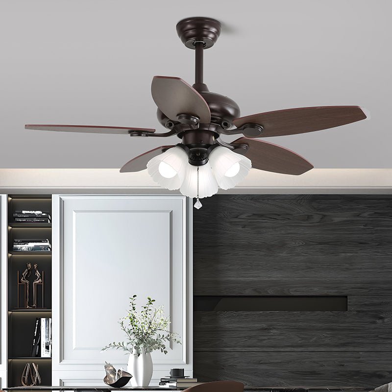 Solara Classic Wood Glass Ceiling Fan Light - Blowlighting