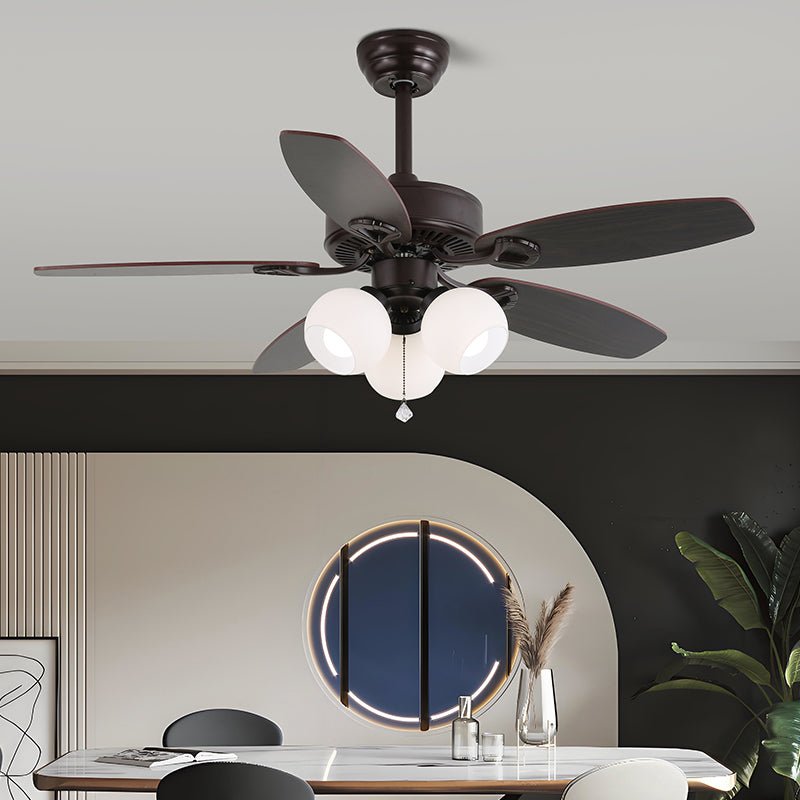 Solara Classic Wood Glass Ceiling Fan Light - Blowlighting
