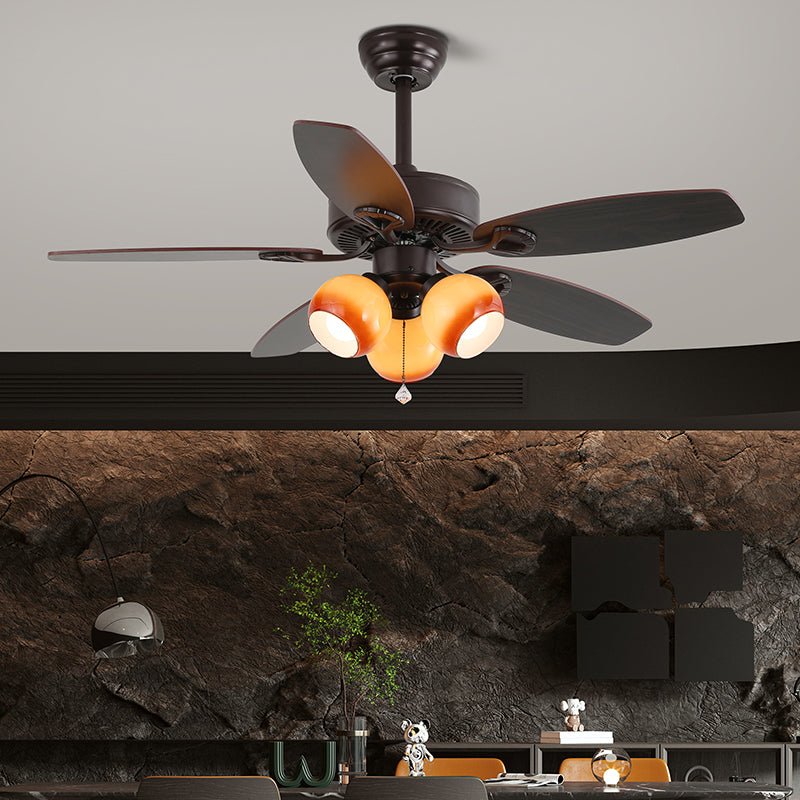 Solara Classic Wood Glass Ceiling Fan Light - Blowlighting