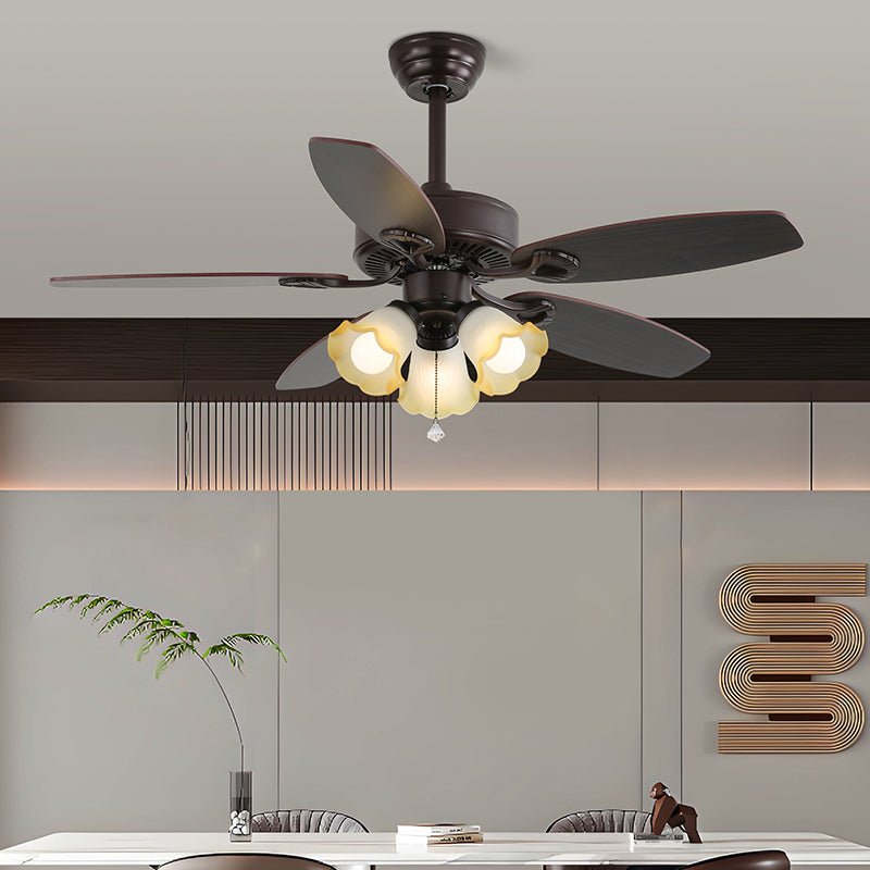 Solara Classic Wood Glass Ceiling Fan Light - Blowlighting