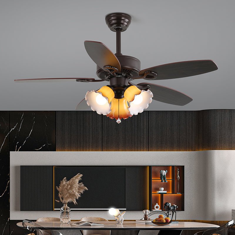 Solara Classic Wood Glass Ceiling Fan Light - Blowlighting