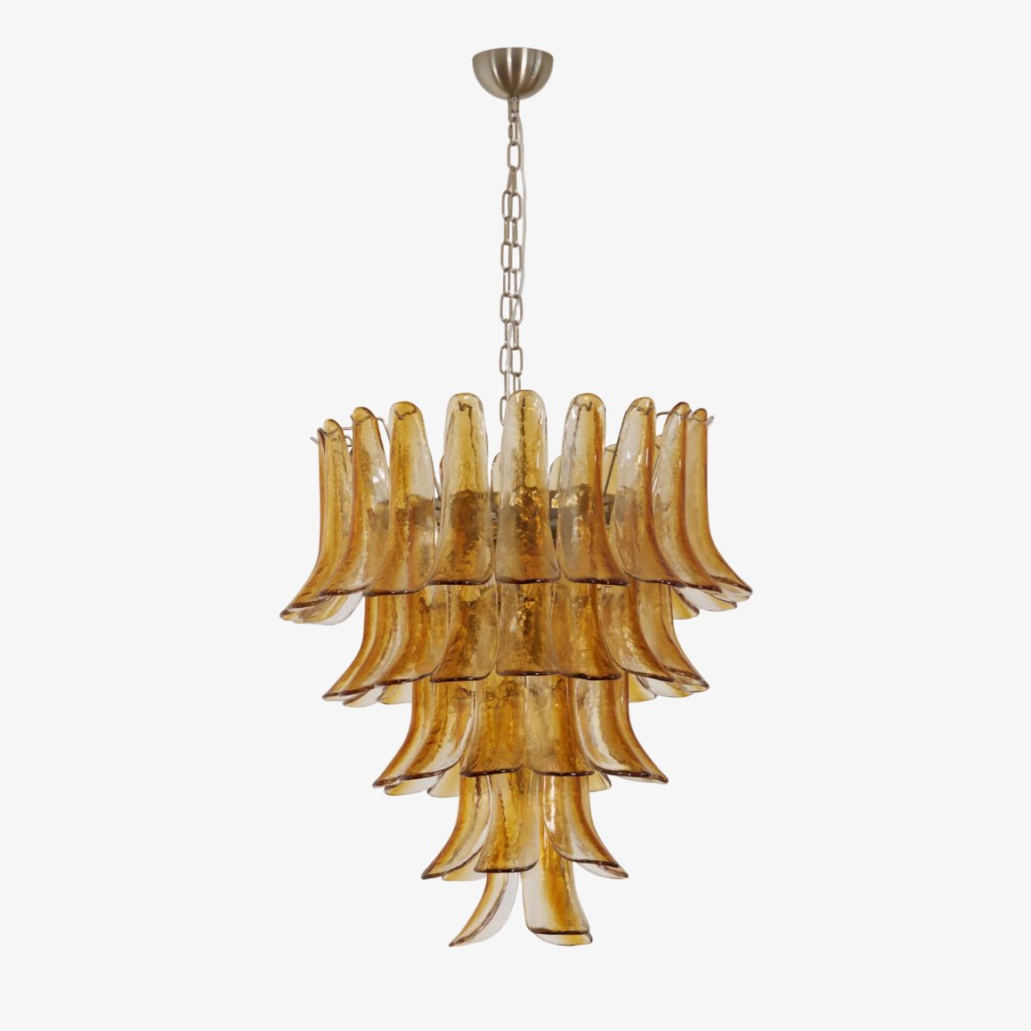 Aurora Chandelier Amber Lily Murano Glass Layered Centerpiece - Blowlighting