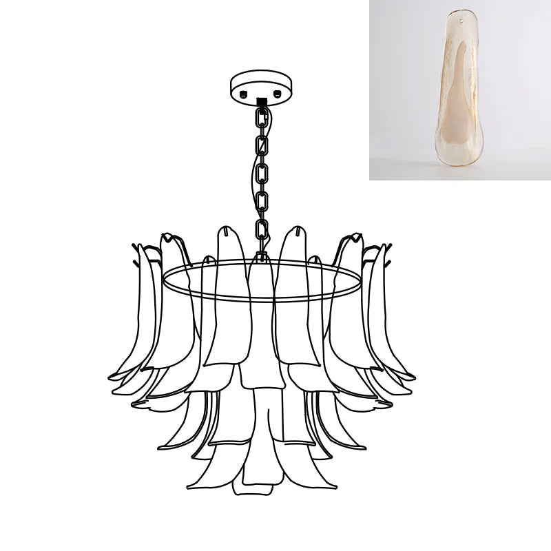 Aurora Chandelier Murano Glass Leaf Golden - Blowlighting
