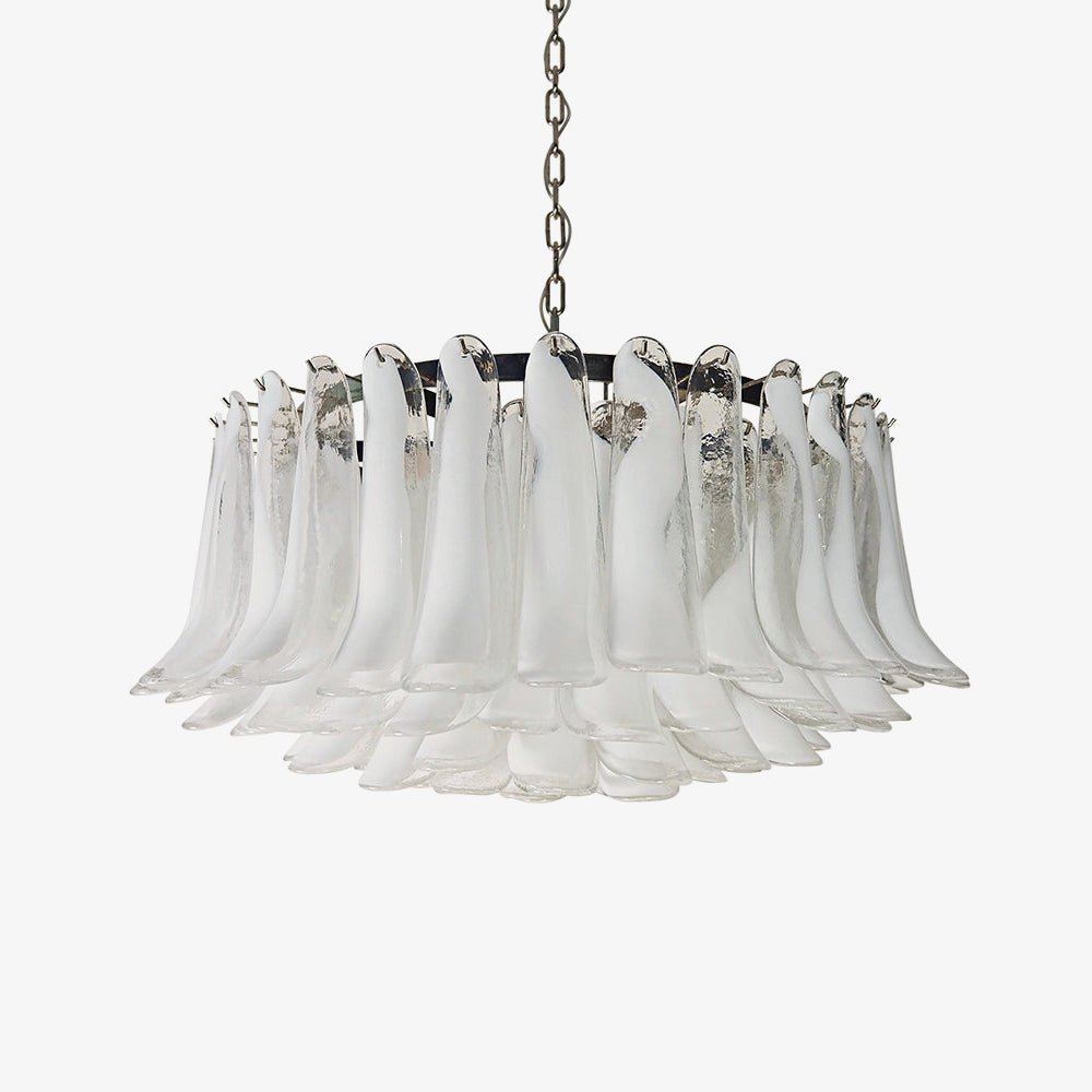 Aurora Chandelier White Murano Glass Petal Elegant - Blowlighting