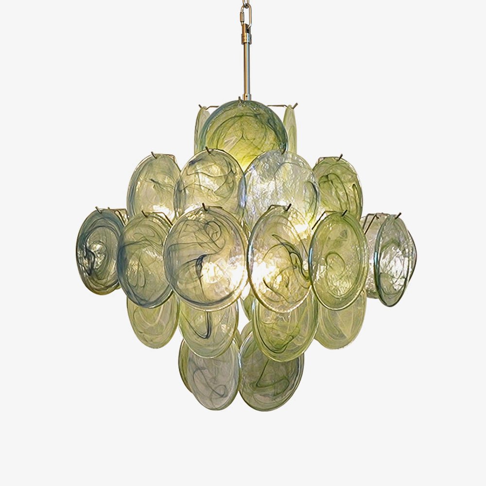 Aurora Chandelier Green Murano Glass Disc Nature - Blowlighting