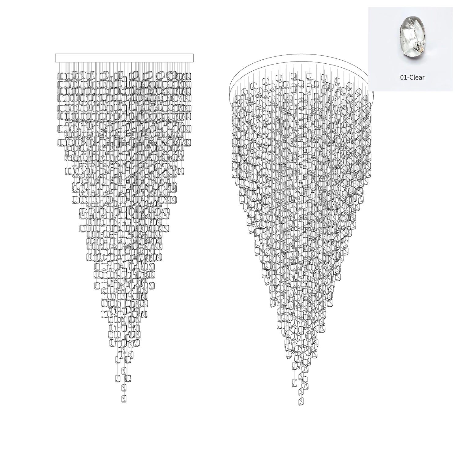 Veshaa Postmodern Luxury Stone Crystal Chandelier - Blowlighting