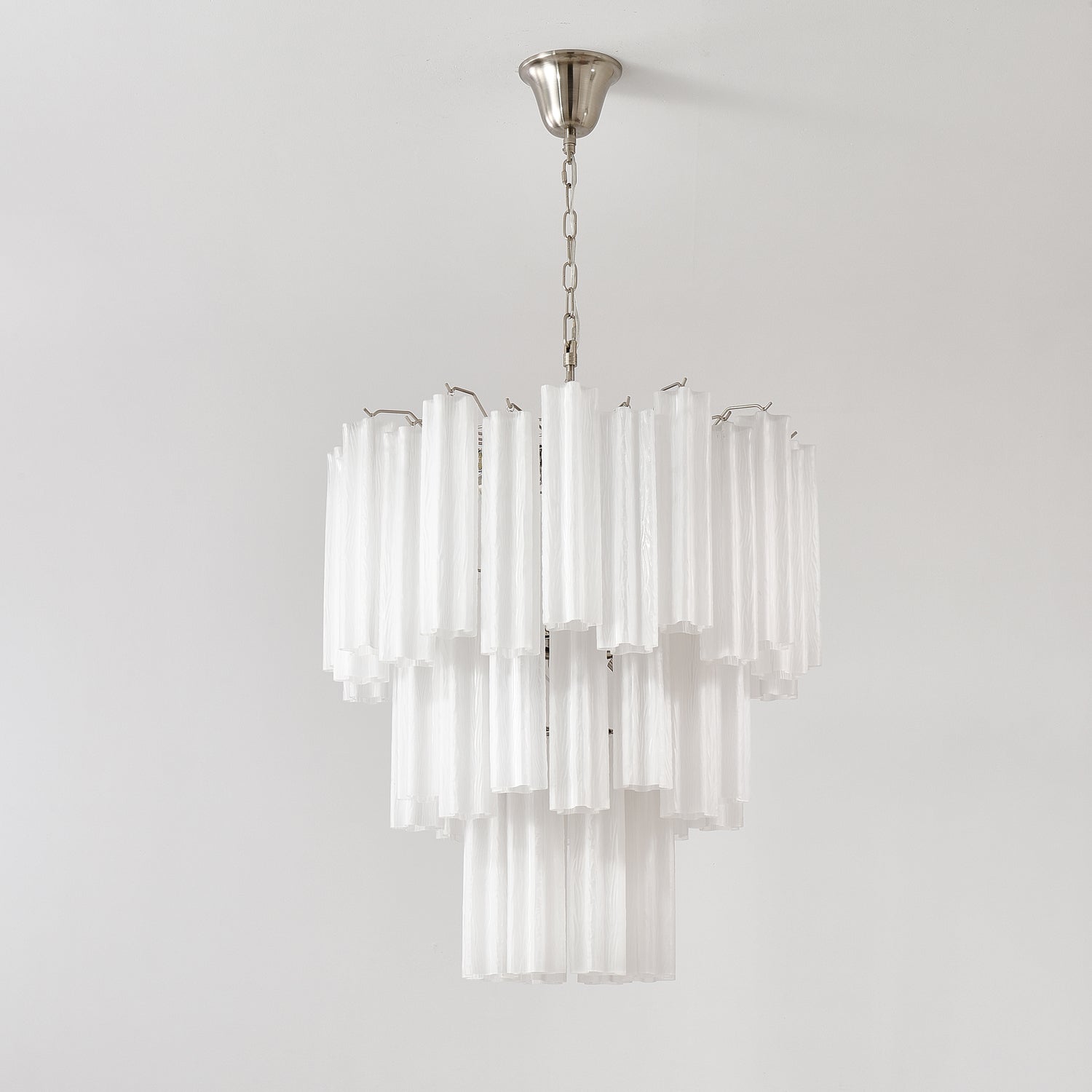 Aurora Chandelier Frosted Glass Tubes Layered Minimalist - Blowlighting