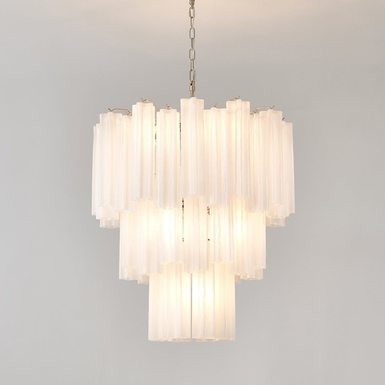 Aurora Chandelier Frosted Glass Tubes Layered Minimalist - Blowlighting