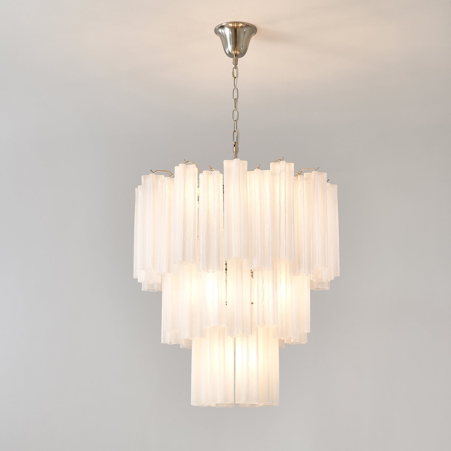 Aurora Chandelier Frosted Glass Tubes Layered Minimalist - Blowlighting
