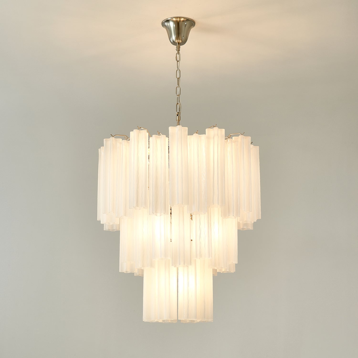 Aurora Chandelier Frosted Glass Tubes Layered Minimalist - Blowlighting