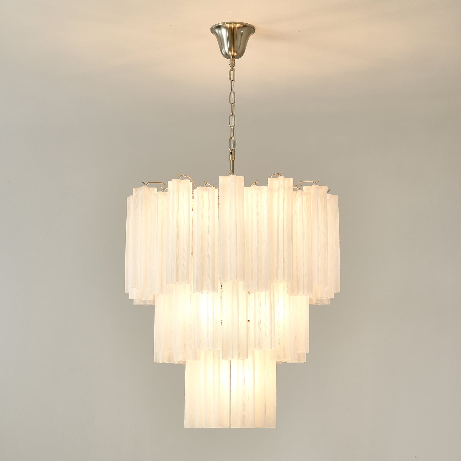 Aurora Chandelier Frosted Glass Tubes Layered Minimalist - Blowlighting