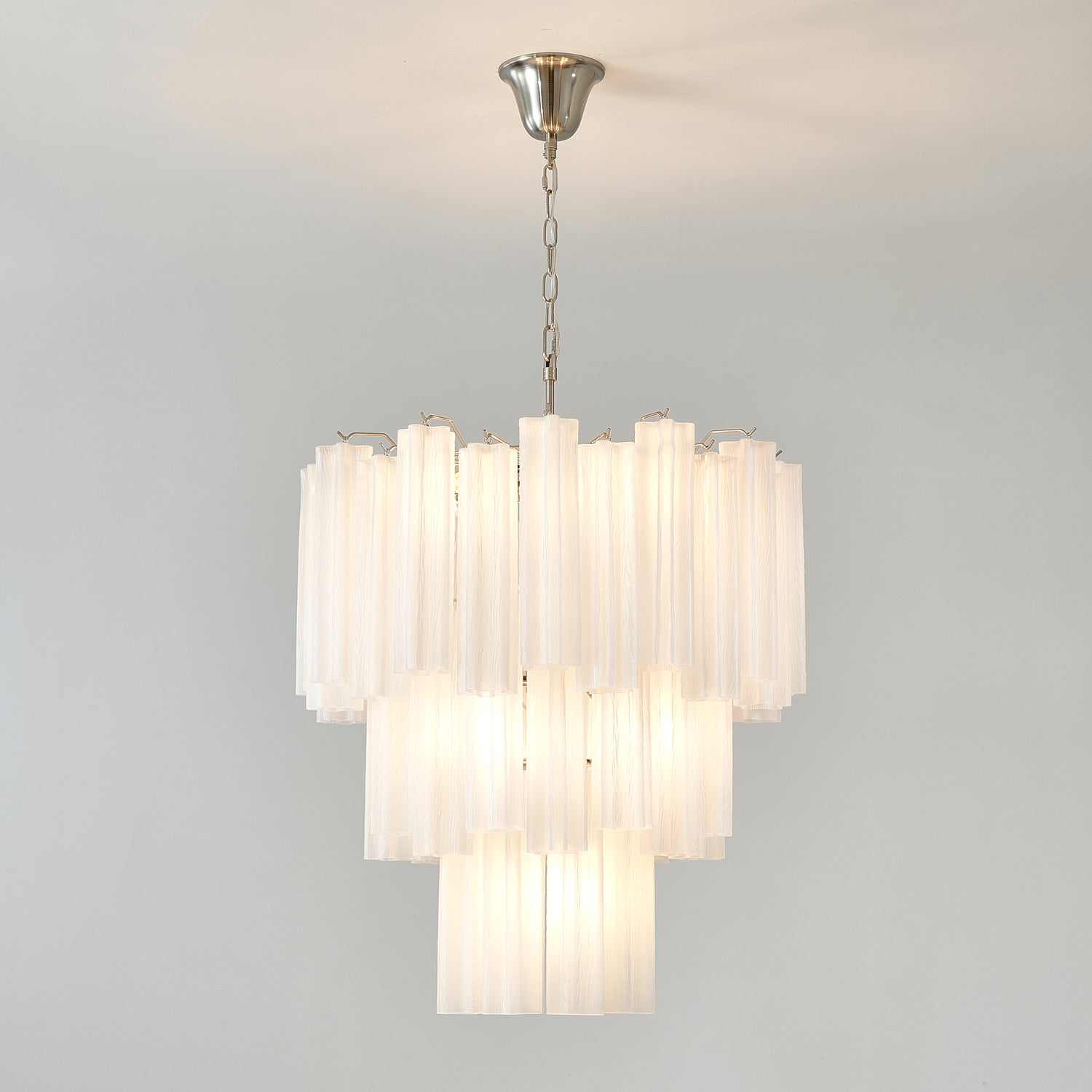 Aurora Chandelier Frosted Glass Tubes Layered Minimalist - Blowlighting