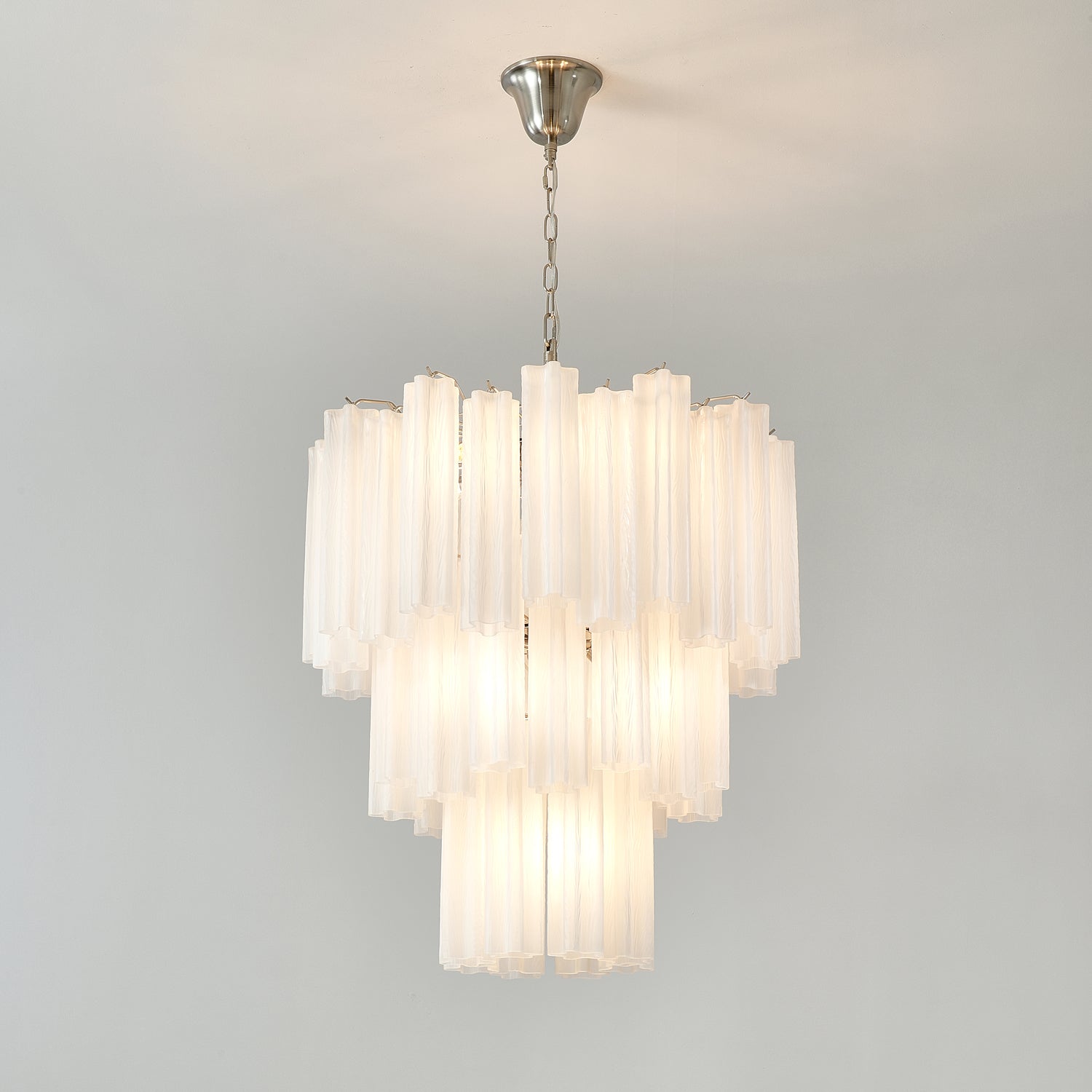Aurora Chandelier Frosted Glass Tubes Layered Minimalist - Blowlighting