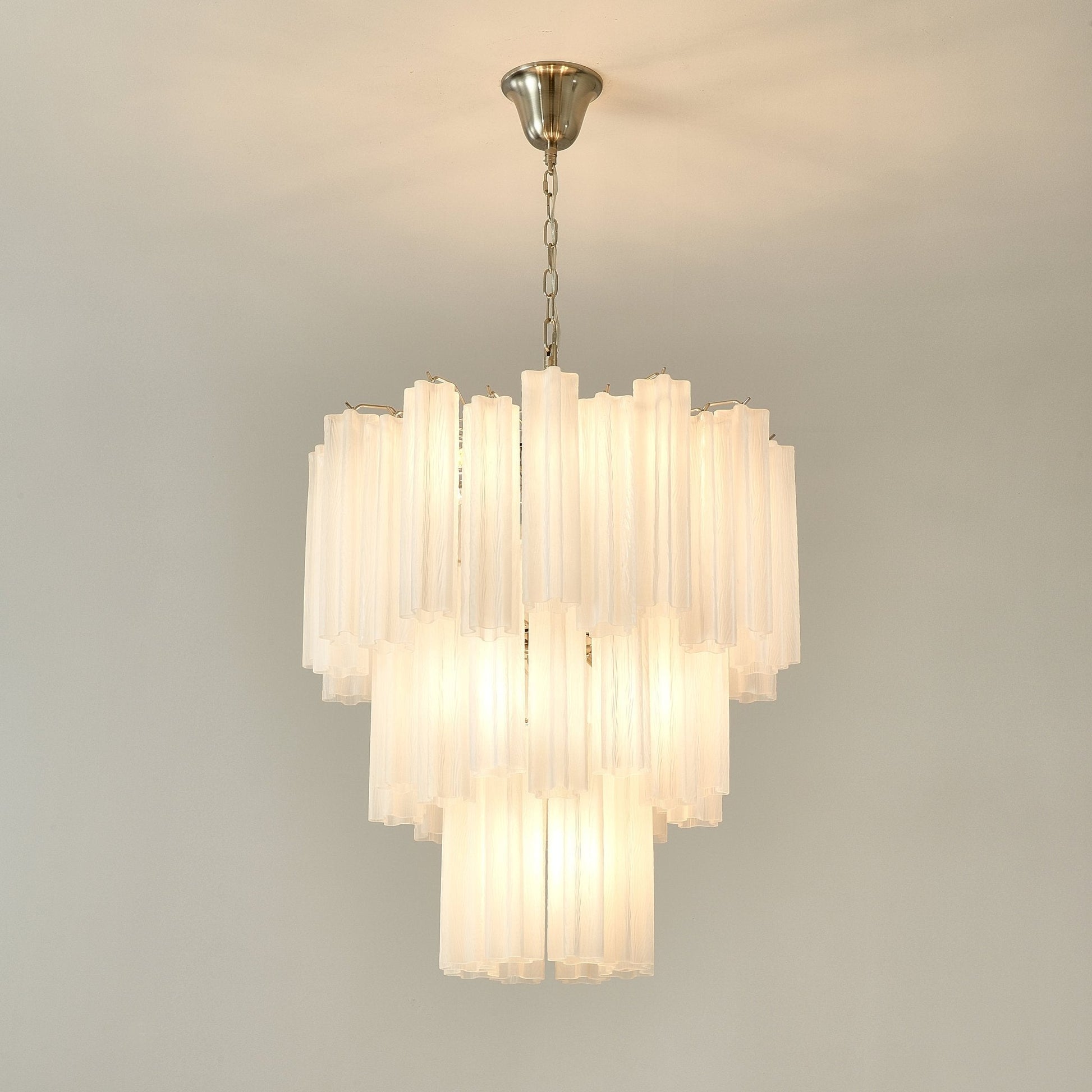 Aurora Chandelier Frosted Glass Tubes Layered Minimalist - Blowlighting