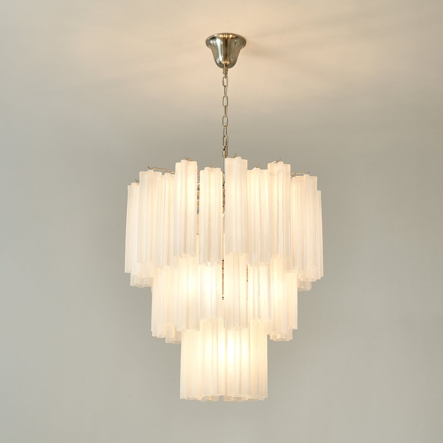 Aurora Chandelier Frosted Glass Tubes Layered Minimalist - Blowlighting