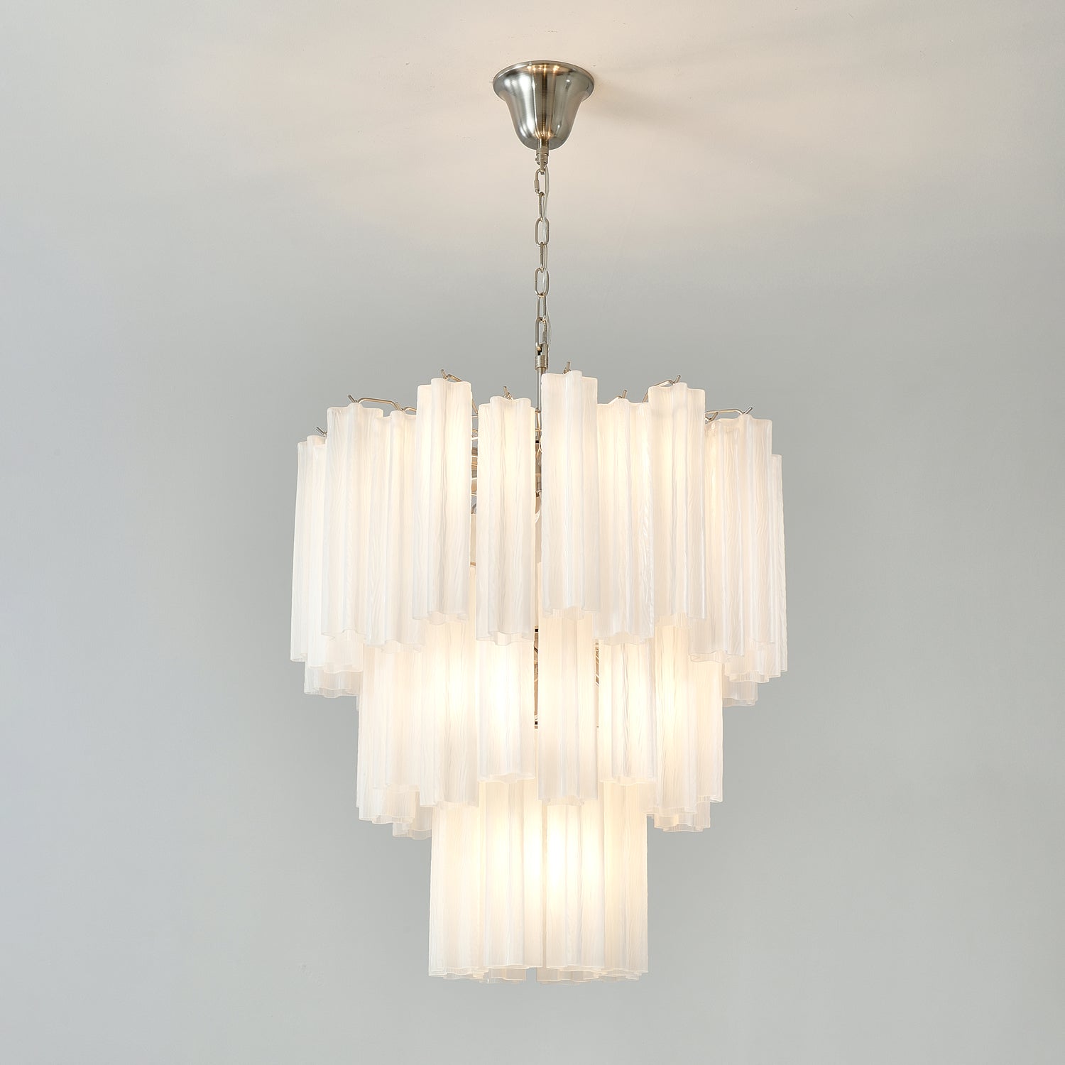 Aurora Chandelier Frosted Glass Tubes Layered Minimalist - Blowlighting