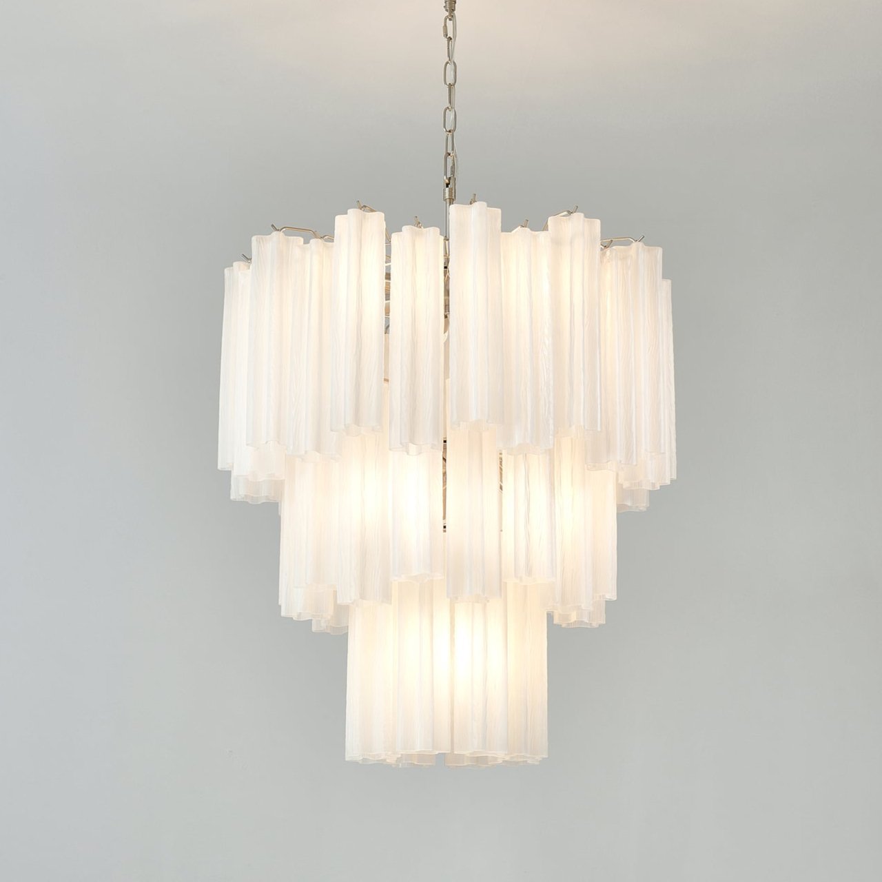 Aurora Chandelier Frosted Glass Tubes Layered Minimalist - Blowlighting