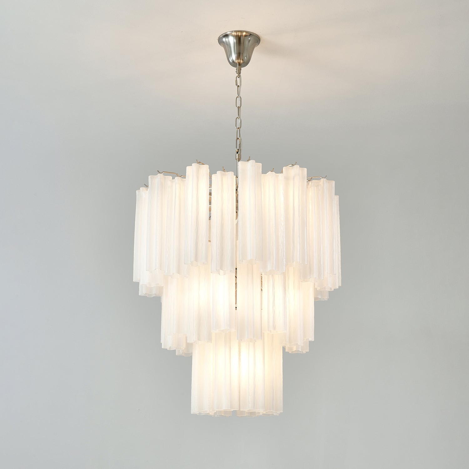 Aurora Chandelier Frosted Glass Tubes Layered Minimalist - Blowlighting