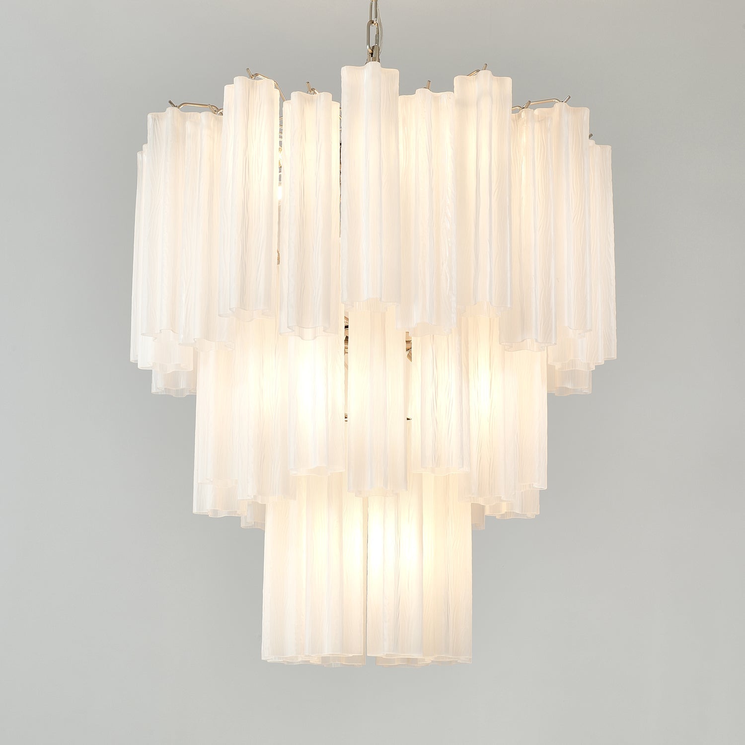 Aurora Chandelier Frosted Glass Tubes Layered Minimalist - Blowlighting