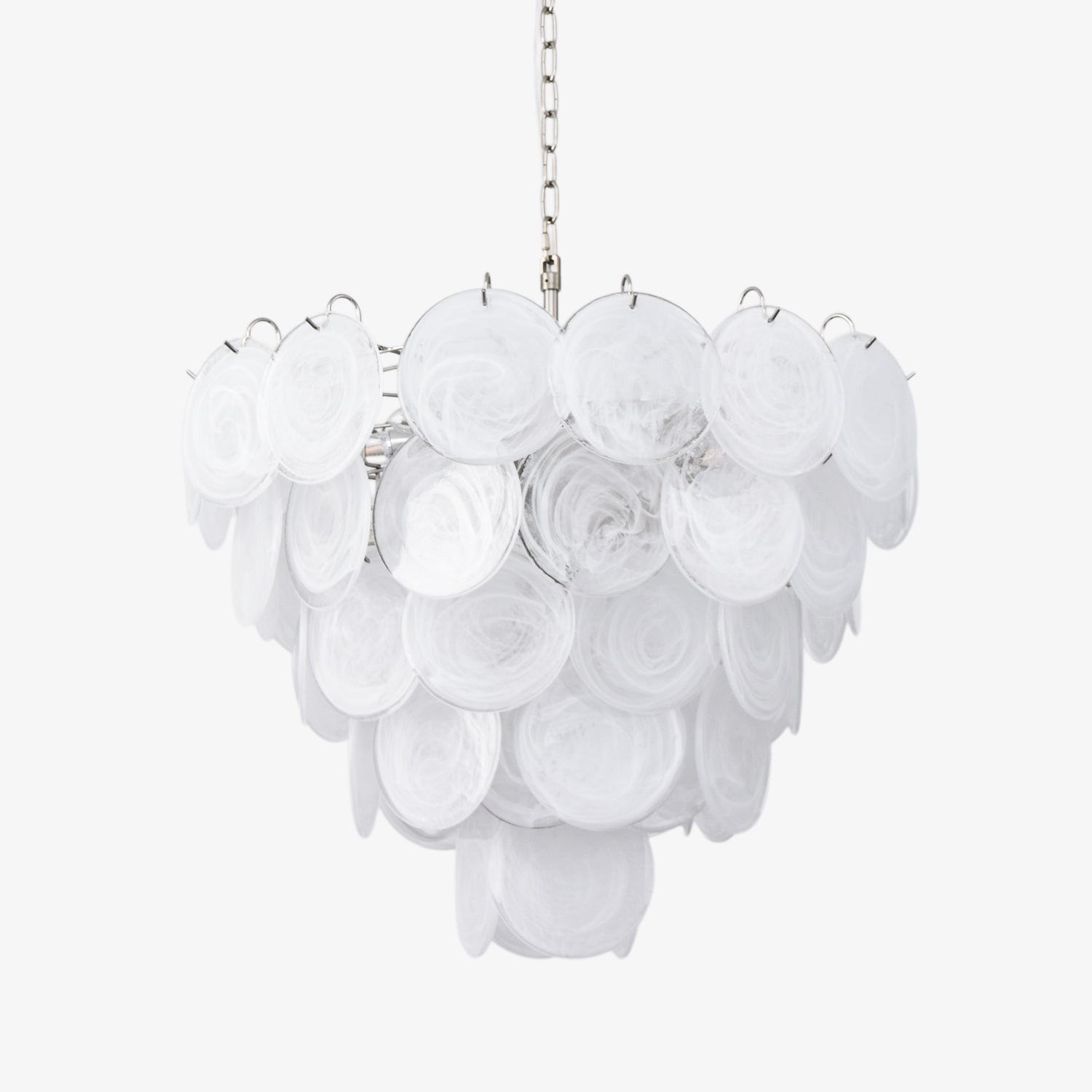 Aurora Chandelier White Murano Glass Disc Contemporary - Blowlighting