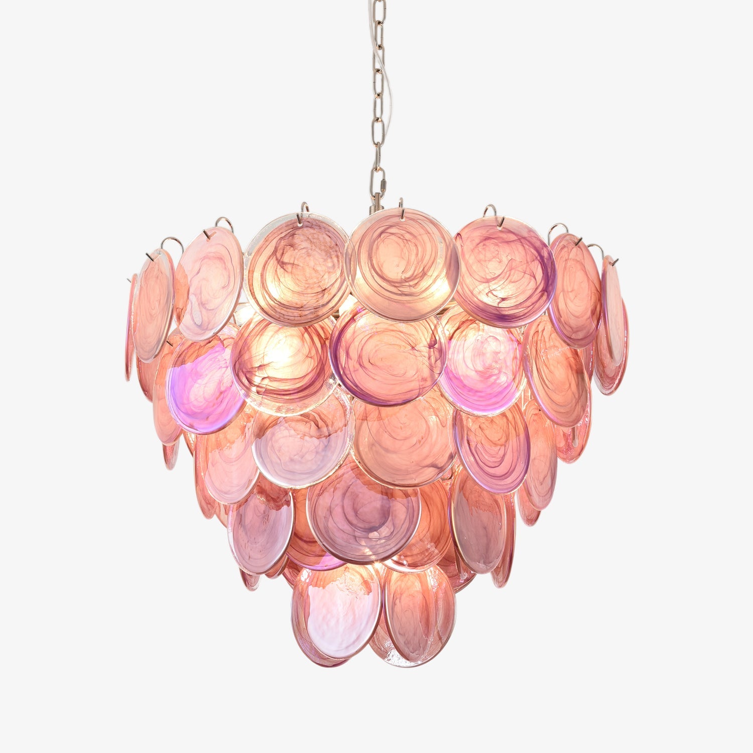 Aurora Chandelier Pink Murano Disc Layered Contemporary - Blowlighting