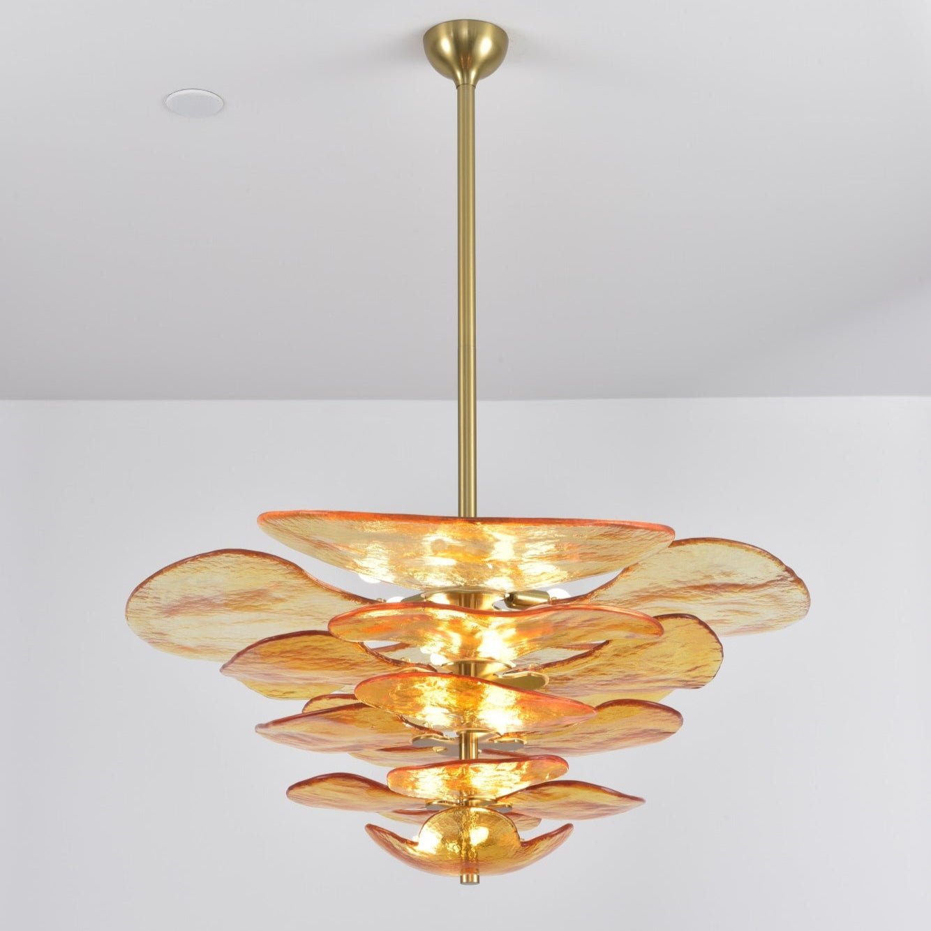 Aurora Chandelier Gold Murano Glass Petal Luxury - Blowlighting